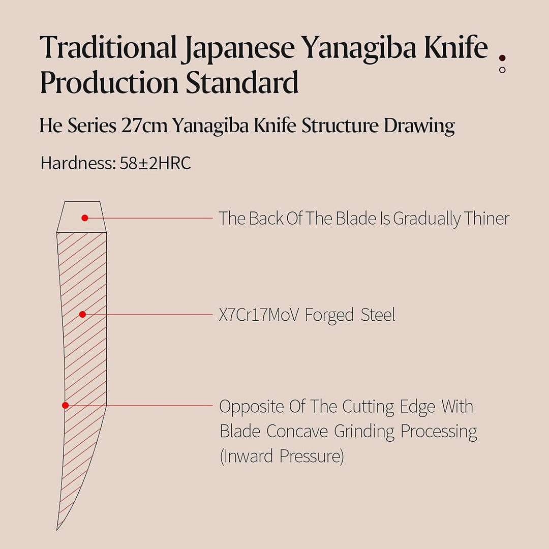 XINZUO 27cm Yanagiba Messer X7Cr17MoV Edelstahl, Sashimi Sushi Messer Einzelfase Klinge-Japanisches
