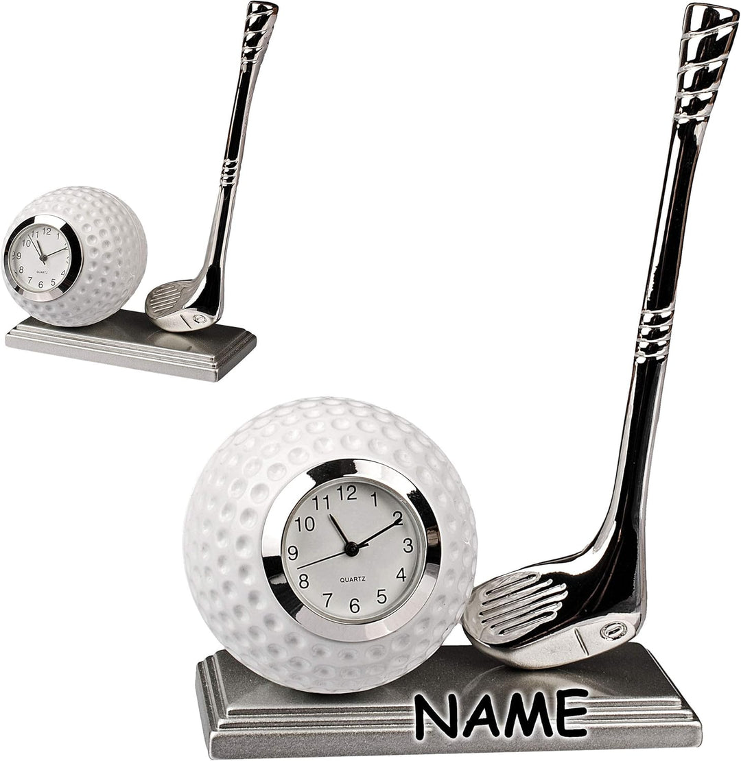 alles-meine.de GmbH kleine - Tischuhr/Miniatur - Uhr - Golf - Golfschläger & Golfball - aus Metall -