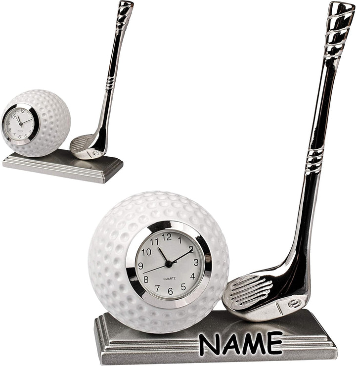 alles-meine.de GmbH kleine - Tischuhr/Miniatur - Uhr - Golf - Golfschläger & Golfball - aus Metall -