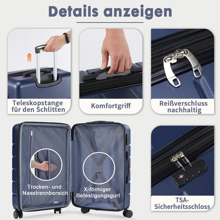 DUMOS 3tlg. Hartschalenkofferset Hard Shell Basic Hartschalenkoffer Trolley Koffer offerset Gepäck R