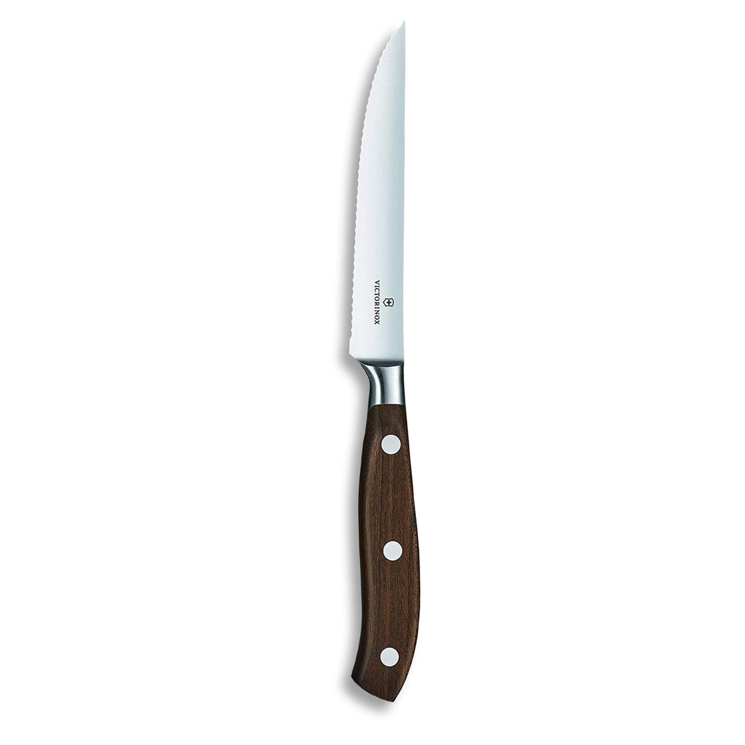 Victorinox, Grand Maître, Profi Steakmesser, Extra Scharfe Klinge, Wellenschliff, 12 cm, Edler Holzg