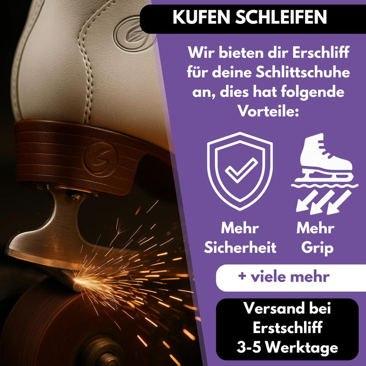 Kunstlaufschlittschuh Graf V2 Tango mit Polsterung Kunstlauf Schlittschuh mit Zacken Weiss 39, 39
