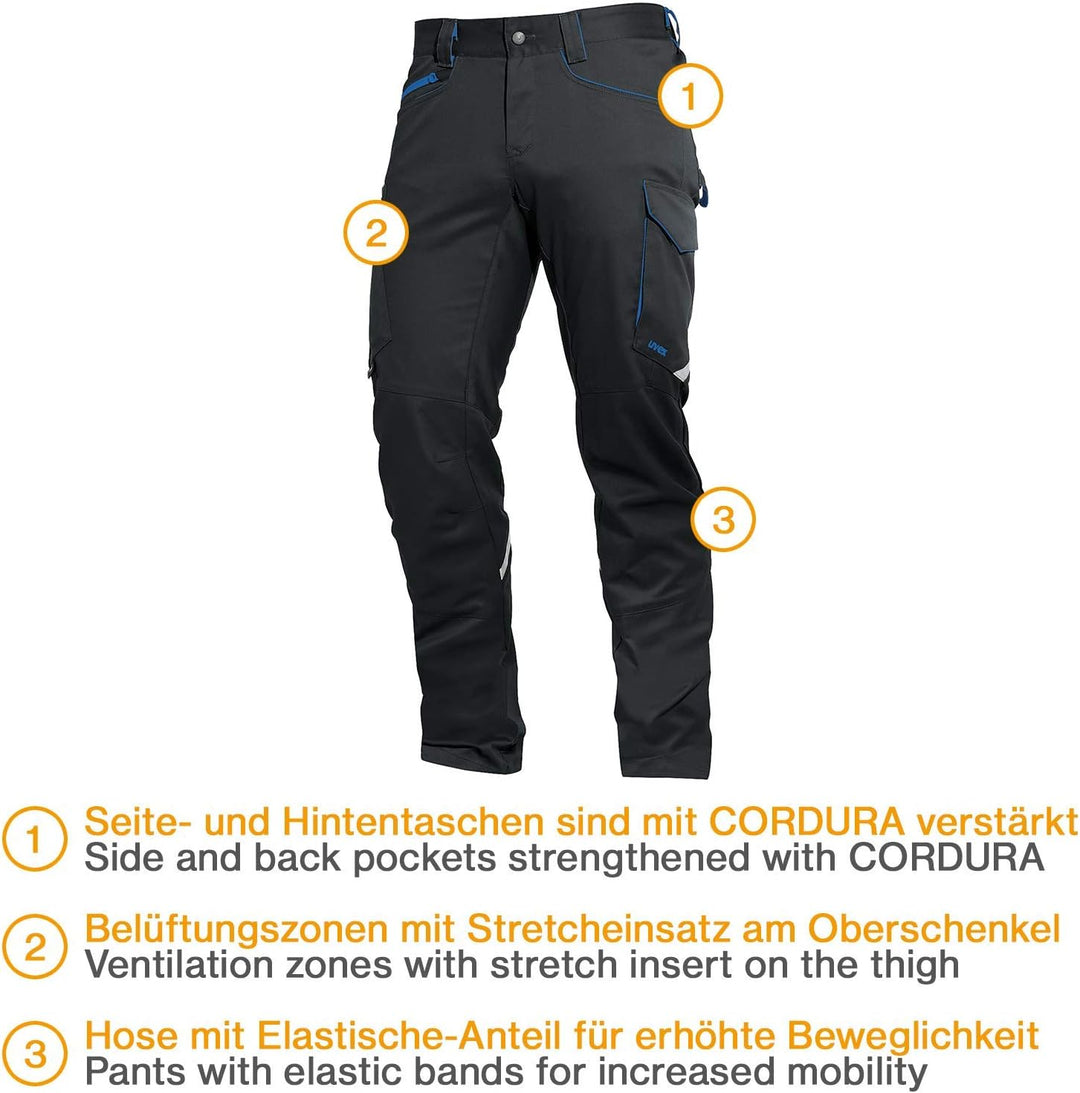 Uvex Suxxeed 7424 Herren-Arbeitshose - Blaue Männer-Cargohose 23 Graphit, 23 Graphit