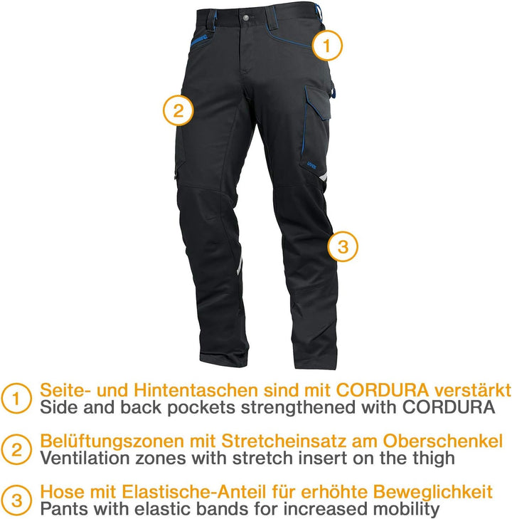 Uvex Suxxeed 7424 Herren-Arbeitshose - Blaue Männer-Cargohose 102 Graphit, 102 Graphit