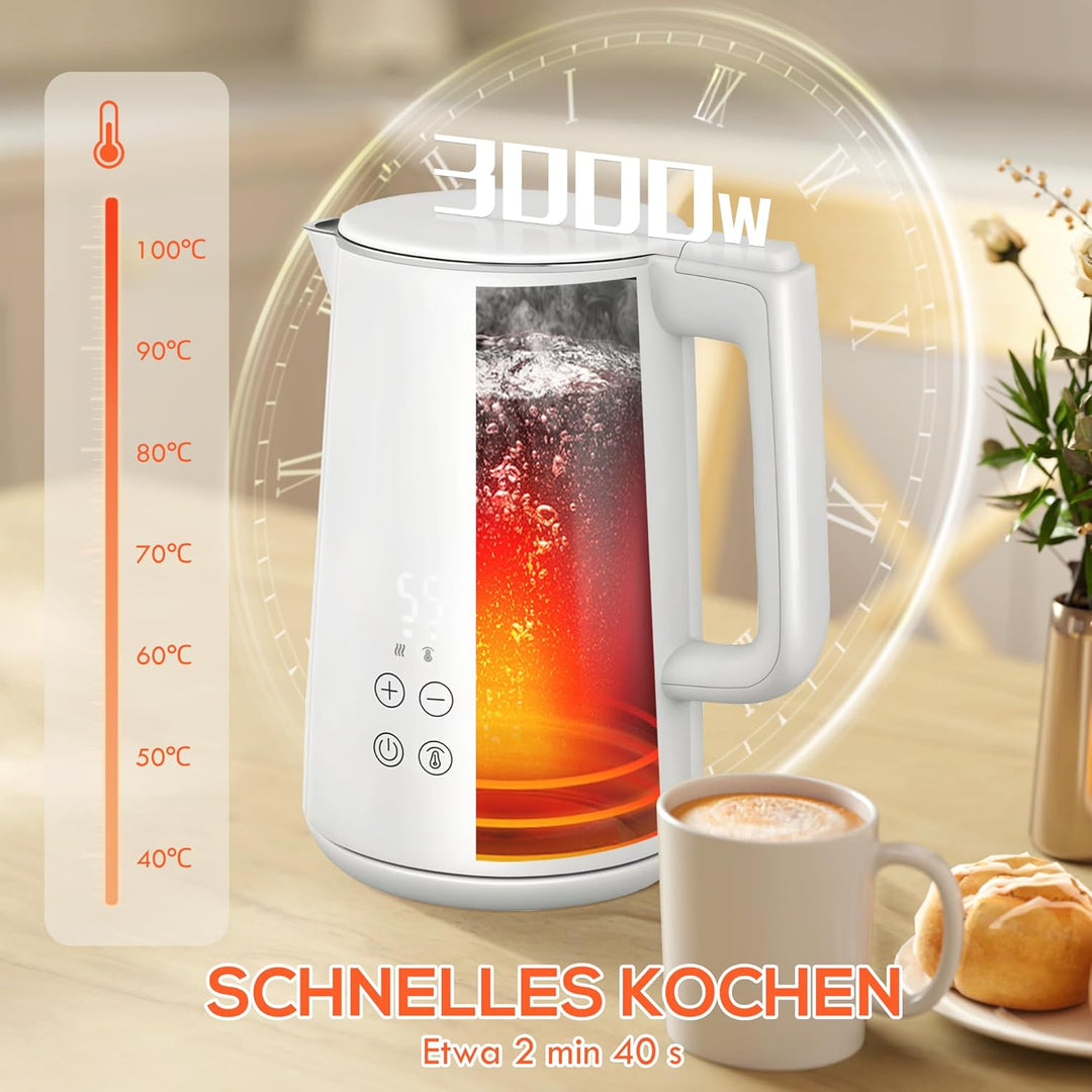 HOMCOM Wasserkocher Toaster Set Edelstahl 1,5L 2200W Wasserkocher automatischer mit Abschaltung 2 Sc