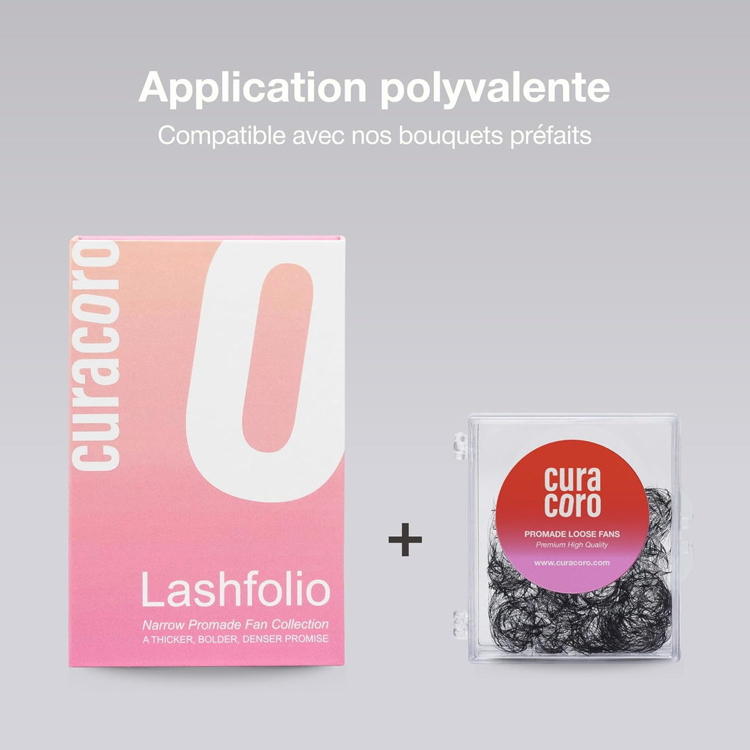 Curacoro LashFolio Schmale Promade Fächer, handgefertigte Volumenwimpern, 5D ~ 10D C CC D Curl, Dick