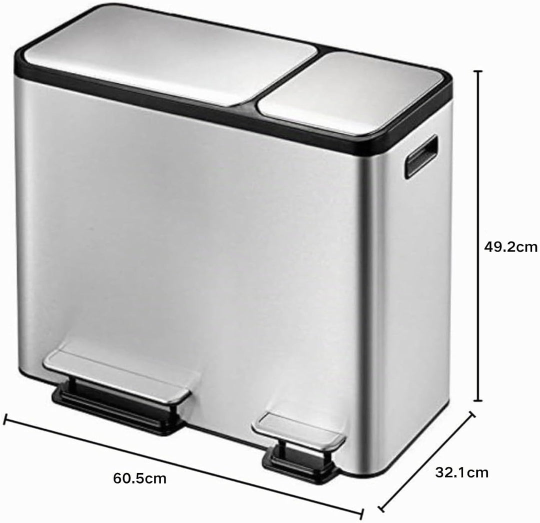 EKO Ecocasa Tretmülleimer Mülltrennsystem 30L + 15L (32,1 x 60,5 x 49,2 cm, Dämpfer-System, Fingerab