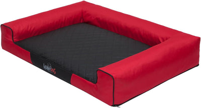 Hobbydog XL VICCCM5 Eckig Hundebett, Victoria Katzenbett Schlafplatz, rot mit schwarz Rot-Schwarze X