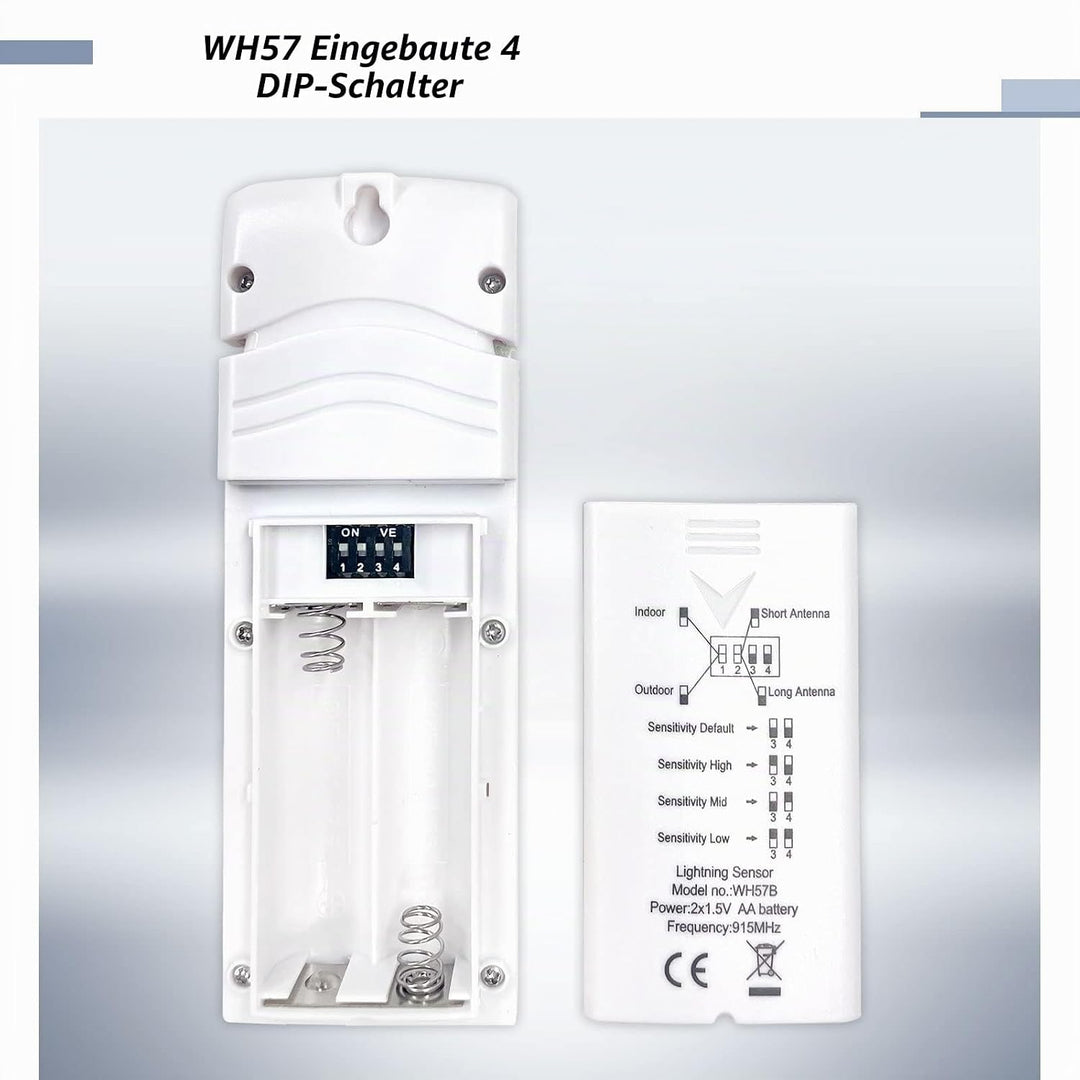 Ecowitt Wireless Lightning Detector Sensor WH57, Wetterstation Aussensensor für Ecowitt Ecosystem, n