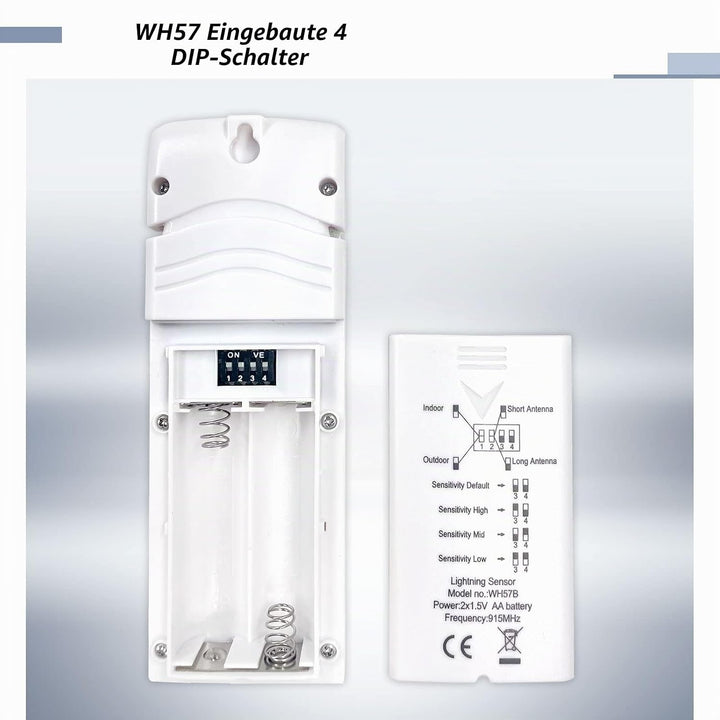 Ecowitt Wireless Lightning Detector Sensor WH57, Wetterstation Aussensensor für Ecowitt Ecosystem, n