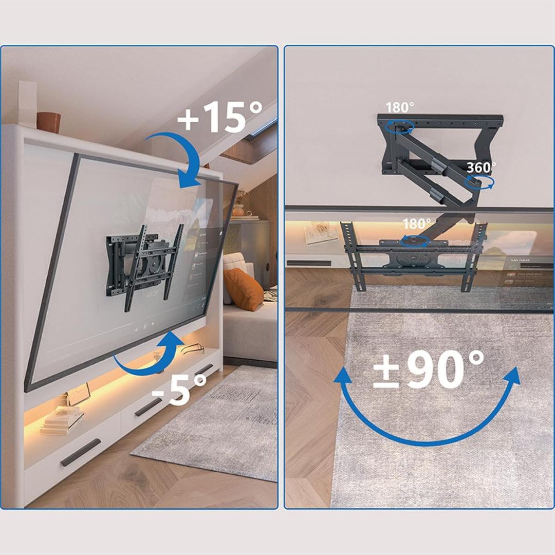 DQ Hercules Pro Flex 80 cm TV-Wandhalterung, Gelenkarm lang, bis zu 80 cm Entfernung, Verlängerung,