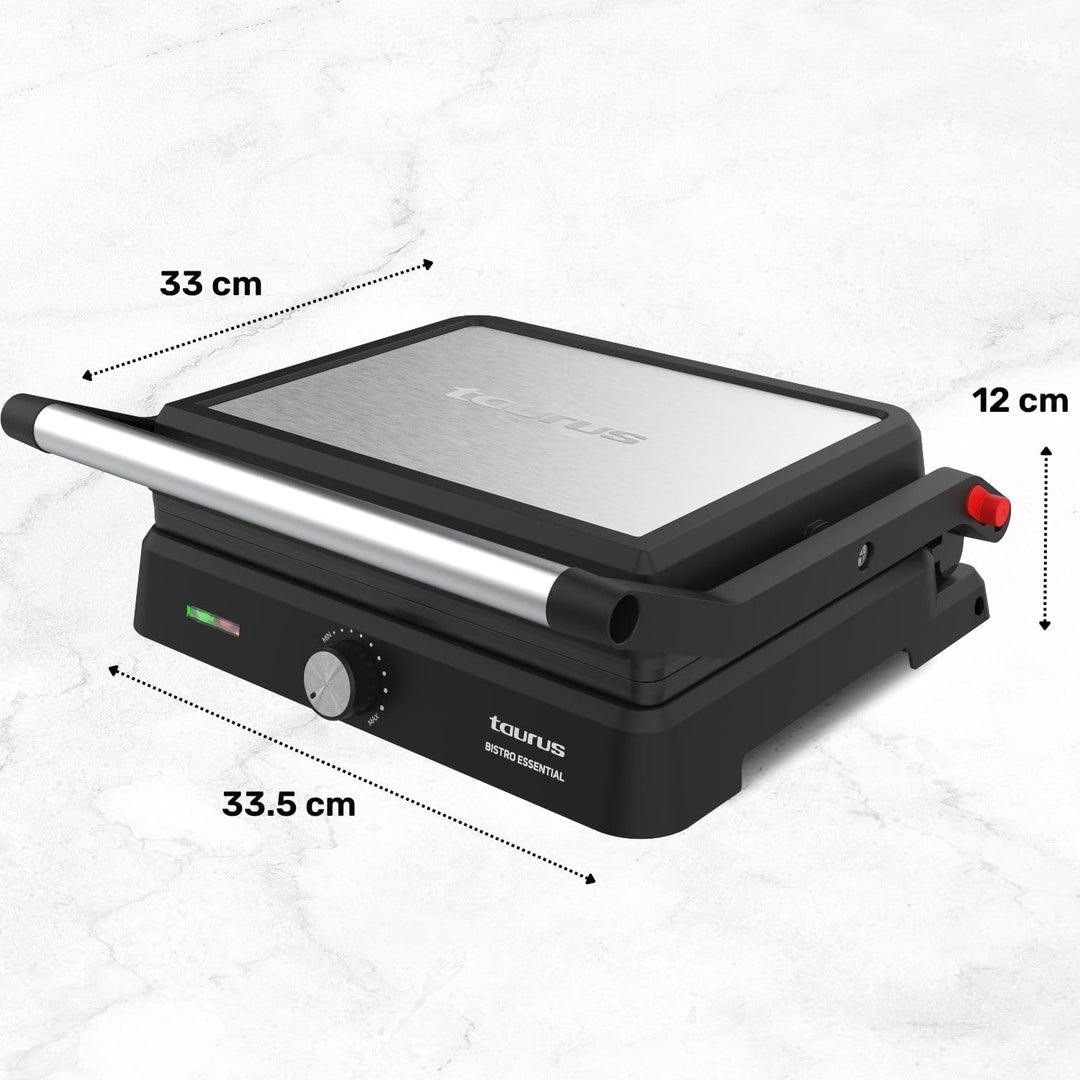 Taurus - Kontaktgrill Essential 2600W | 2-in-1 Grill & Plancha | Platten 29x23 cm | PFOA-frei | Fett