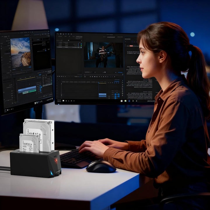 FIDECO Festplatten Dockingstation, USB 3.2 Gen1 Festplatten Docking Station für 2,5 &amp; 3,5 Zoll SATA