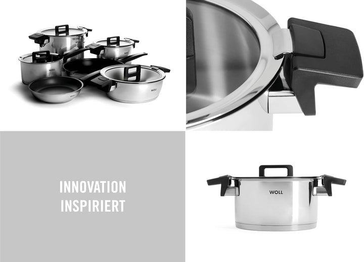 Woll Concept Topfset 4-teilig mit Deckel aus Edelstahl, für alle Herdarten geeignet, backofenfest bi