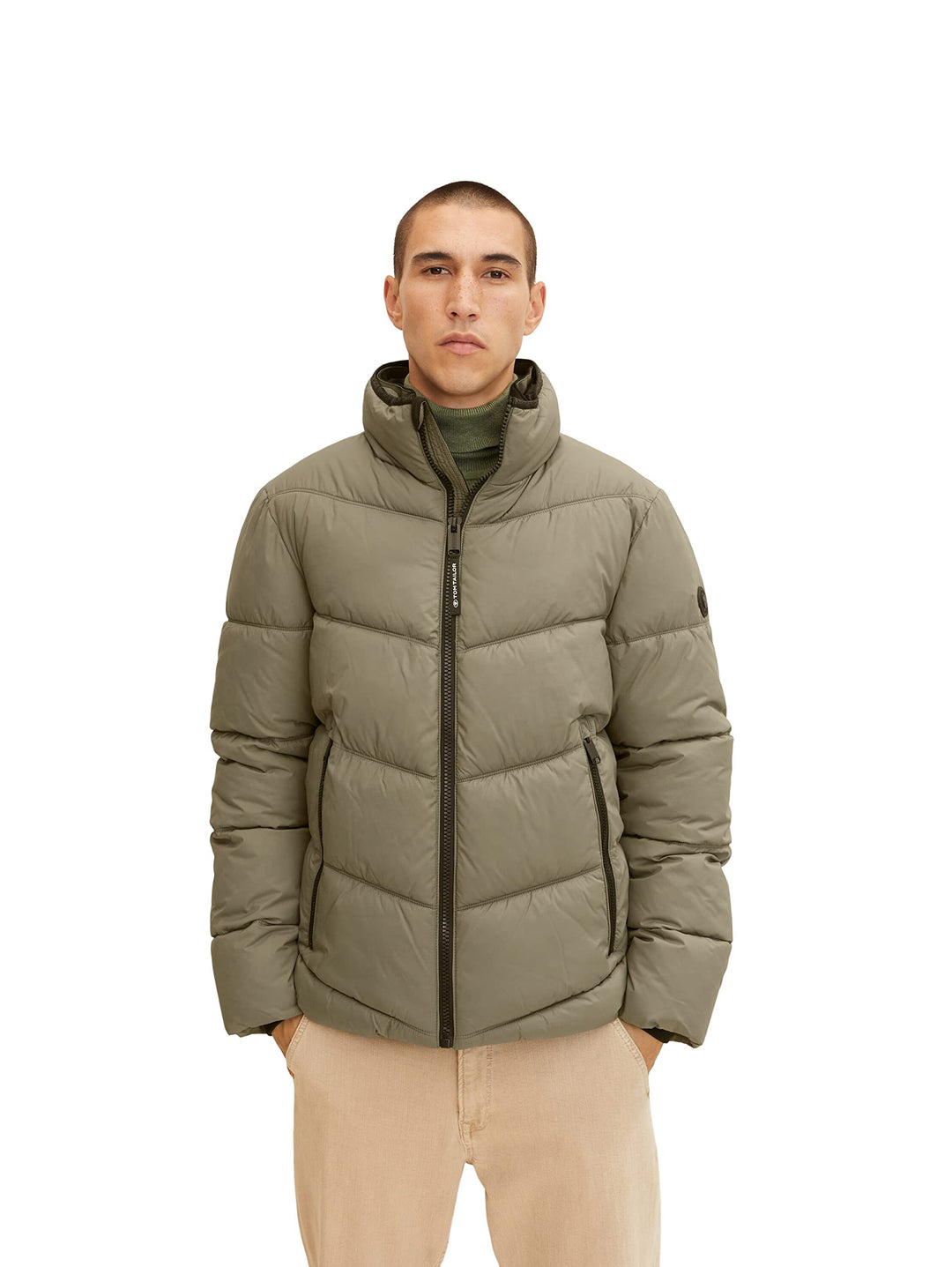 TOM TAILOR Herren Puffer Jacke mit Stehkragen XXL 10415 - Dusty Olive Green, XXL 10415 - Dusty Olive