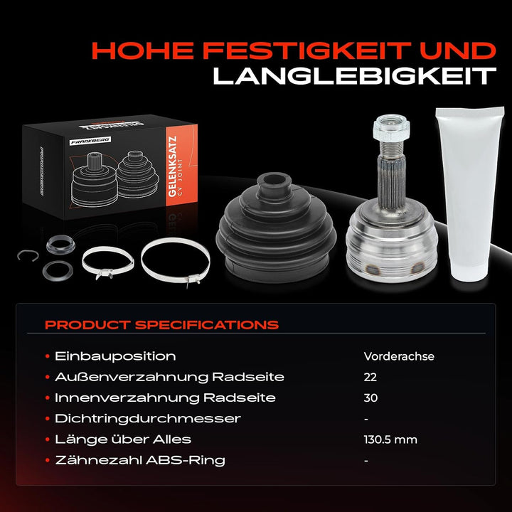 Frankberg Antriebswelle Gelenksatz Vorderachse beidseitig Kompatibel mit Golf III 1H1 1H5 1E7 1.4L-1