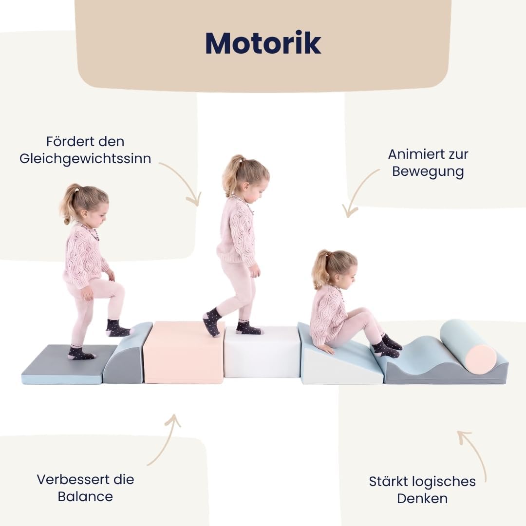 IGLU SOFT PLAY Discoverer 7er XXL Kletterbausteine & Schaumstoff-Bausteine Softbausteine Set für Kin
