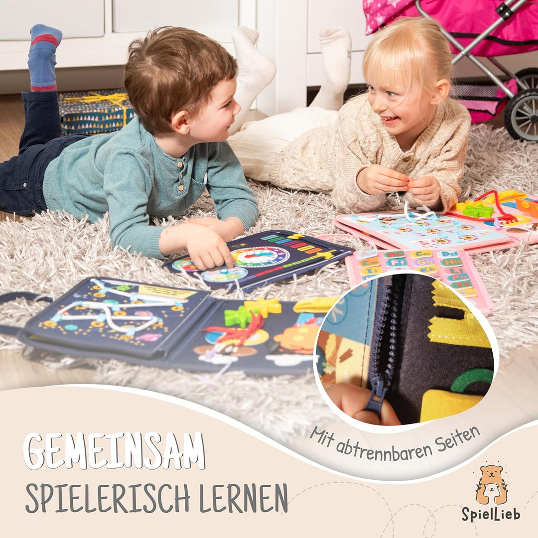 SpielLieb® Montessori Busy Board Deutsch ab 3 Jahre - interaktives Activity Board Spielzeug für Klei