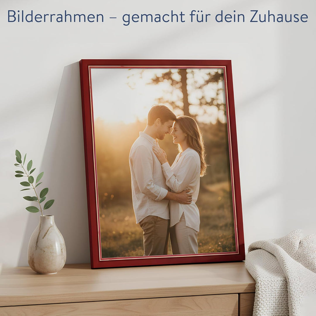 WANDStyle Bilderrahmen Landhaus Stil 30x40cm I Farbe: Rot I Fotorahmen I Holzbilderrahmen im skandin