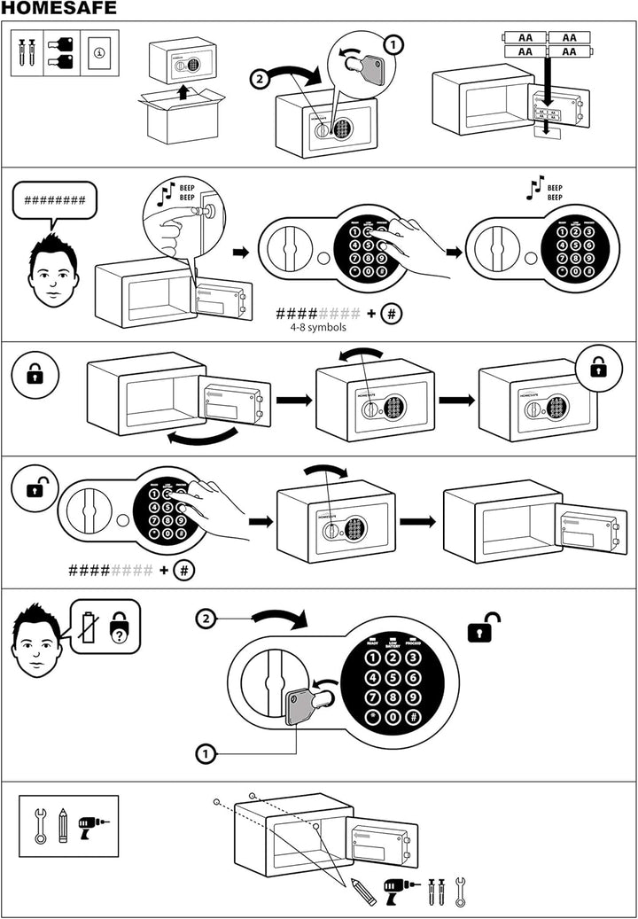 HomeSafe HV24E Möbeltresor mit Elektronikschloss, 20x44x38cm (HxBxT), Digitaler Tresor für Zuhause,