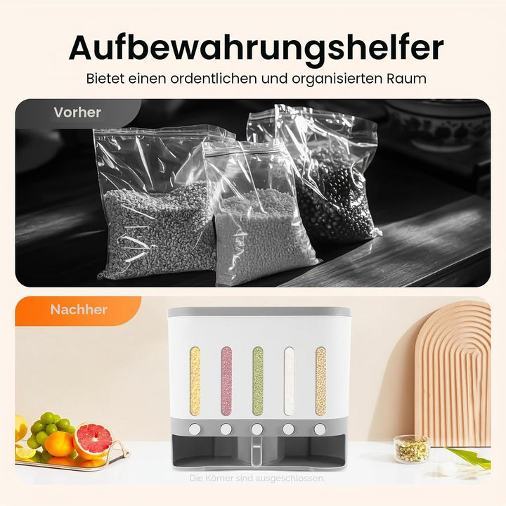 Müslispender, 5 Fächer Vorratsdosen, KüChen Wand Montiert Modern MüSlispender, Küche Geteilte Trocke