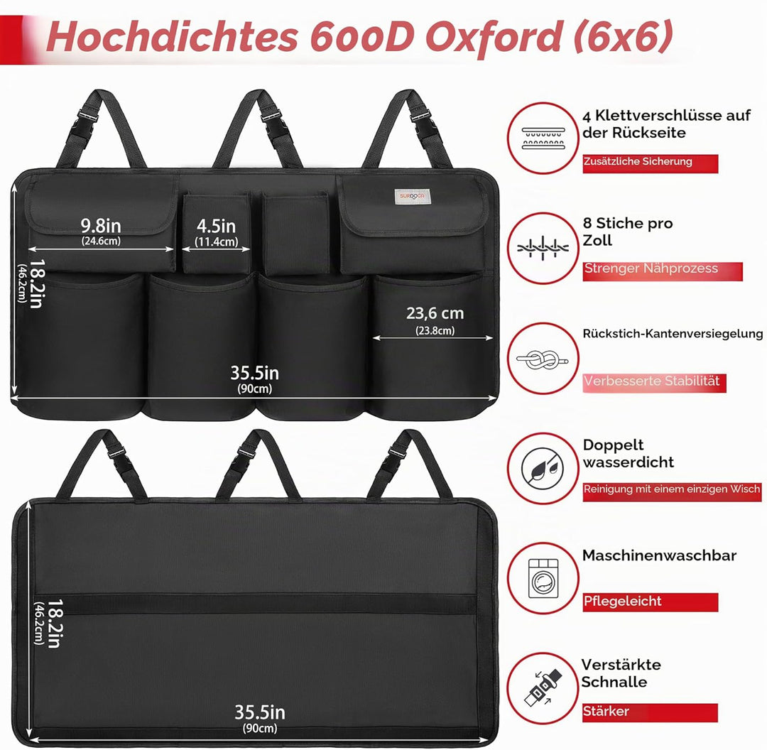 SURDOCA Kofferraum Organizer Upgrade-Version, Organizer Auto mit 8 GroÃŸe, Kofferraum Organizer Klet