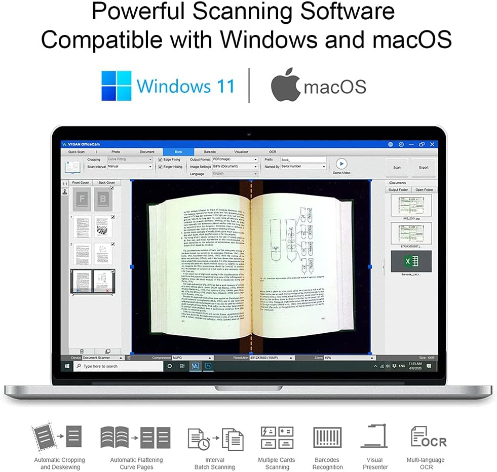 VIISAN Dokumentenscanner - 27MP Buchscanner mit Scan Max A2, ideal für grosse Periodika, Bücher und