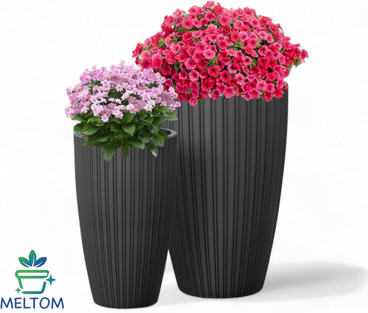 MELTOM Blumenkübel Blumentopf Pflanzkübel mit Herausnehmbaren Einsatz Rund 3D Effekt Dekorativ Gröss