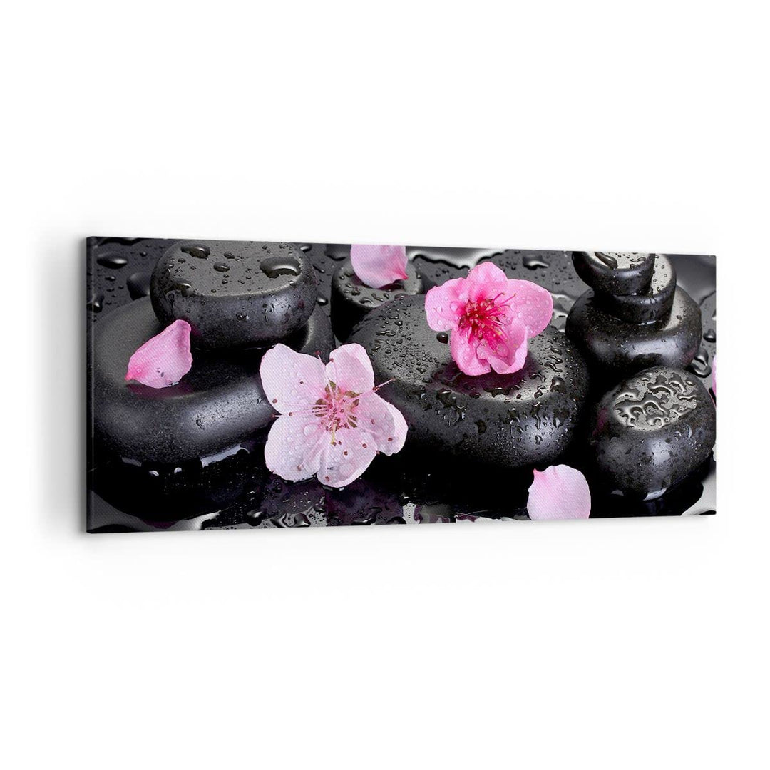 Wandbilder Dekoration Wohnzimmer Blumen Steine Tropfen Spa Panorama Bilder auf Leinwand 120x50cm Lei