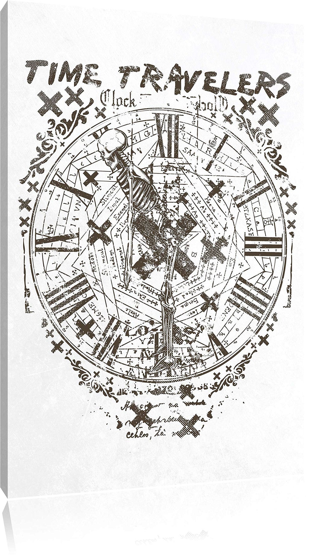 Pixxprint Time Travelers White Bild auf Leinwand, XXL riesige Bilder fertig gerahmt mit Keilrahmen,