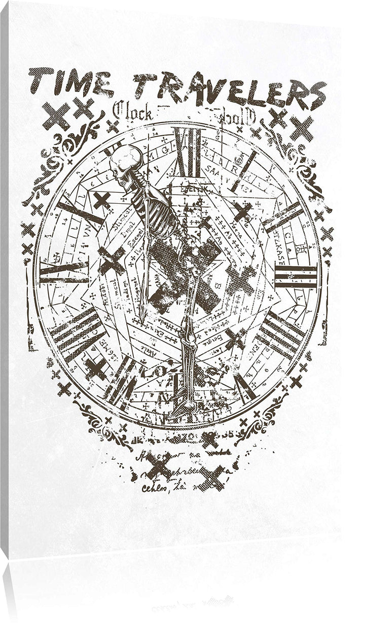 Pixxprint Time Travelers White Bild auf Leinwand, XXL riesige Bilder fertig gerahmt mit Keilrahmen,