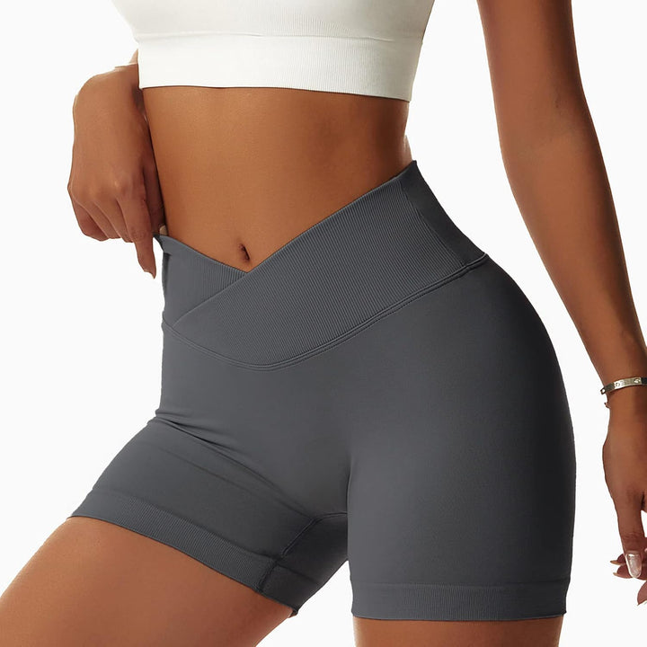 Vertvie Damen Gym Shorts V Cross Stretch Push Up Yoga Shorts Booty Scrunch Fitness Hosen Kurz High W