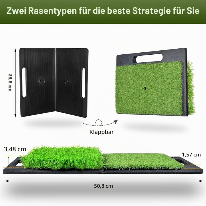 Golf Abschlagmatte 51 x 40 cm,Golf Übungsmatte mit 4 Golfbällen &amp; Zubehör für Zuhause Indoor Outdoor
