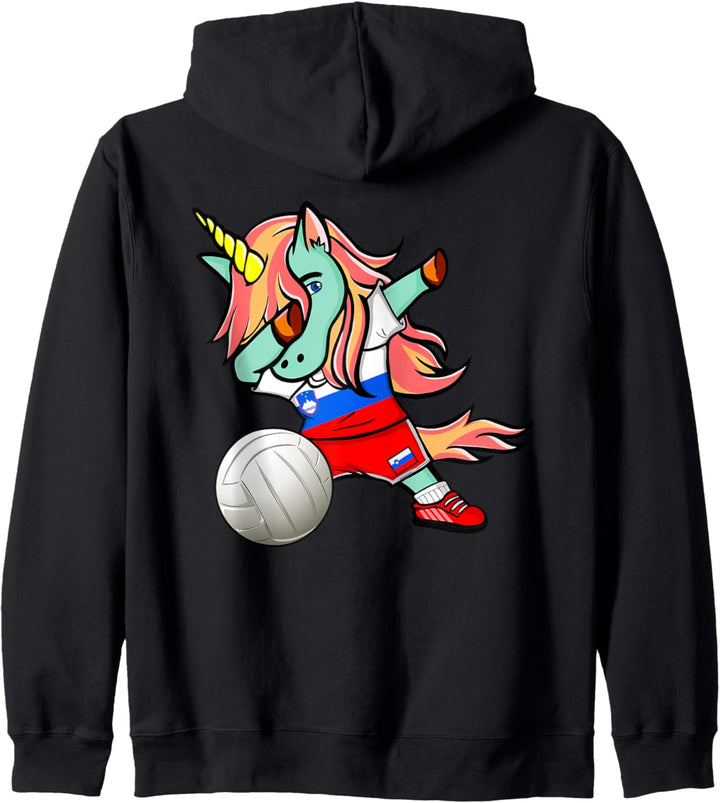 Dabbing Einhorn Slowenien Volleyball - Slowenische Flagge Kapuzenjacke