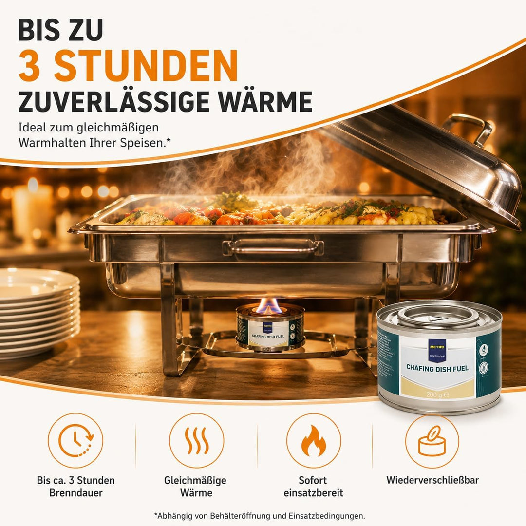 HLKauf M.Professional Brennpaste für Chafing Dish Speisenwärmer - Brenndauer ±3 Stunden - geruchlose