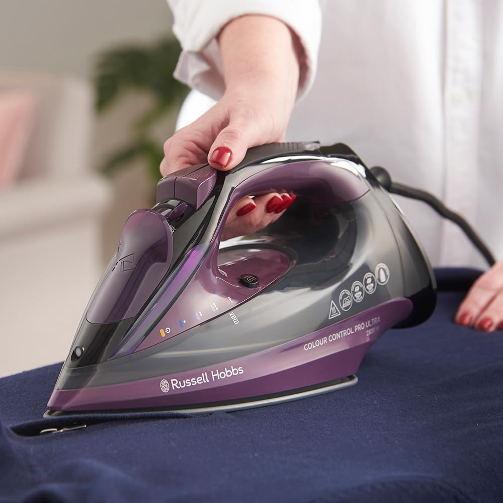 Russell Hobbs Dampfbügeleisen, Keramik-Antihaft-Bügelsohle,195g Dampfstoss, 50g variabler Dampf, 380