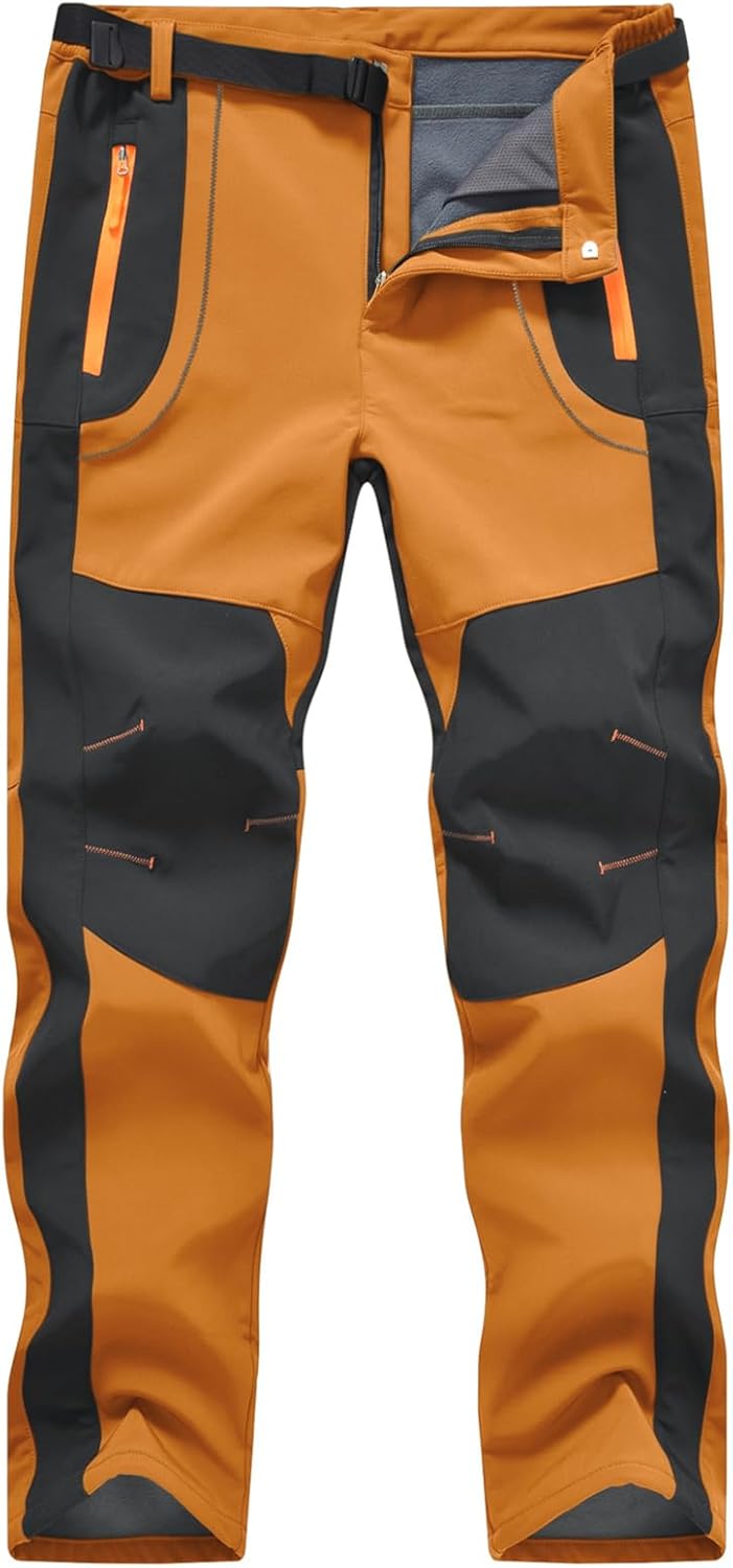 donhobo Herren Wanderhose Gefüttert Winterhose Wasserdicht Winddicht Warm Verdickte Softshellhose Ou