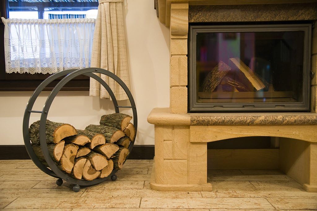 DanDiBo Kaminholzregal Kaminholzständer Rund D-70 cm Grau 80004 Holzkorb Kaminholzhalterr