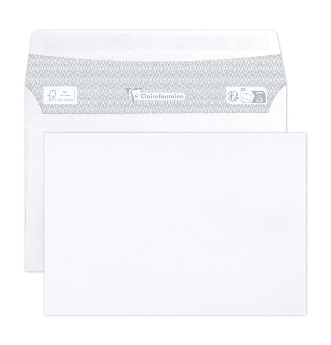 Clairefontaine 6916C - Karton mit 500 Umschlägen C6-114x162mm, selbstklebend, 90g, Weiss, 1 Karton 9