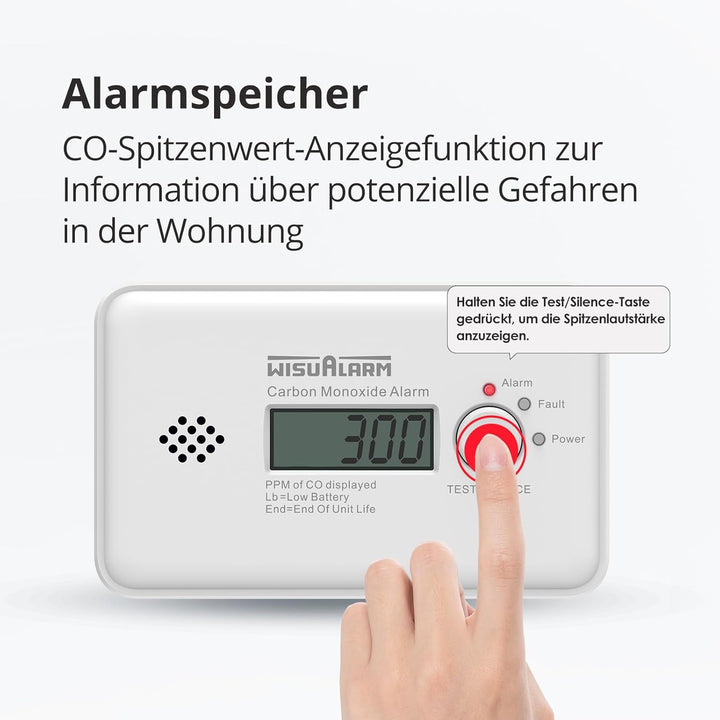 Kohlenmonoxid Melder, CO Melder, 10 Jahre Batterie kohlenmonoxid messgerät, CO Warner mit LCD Displa