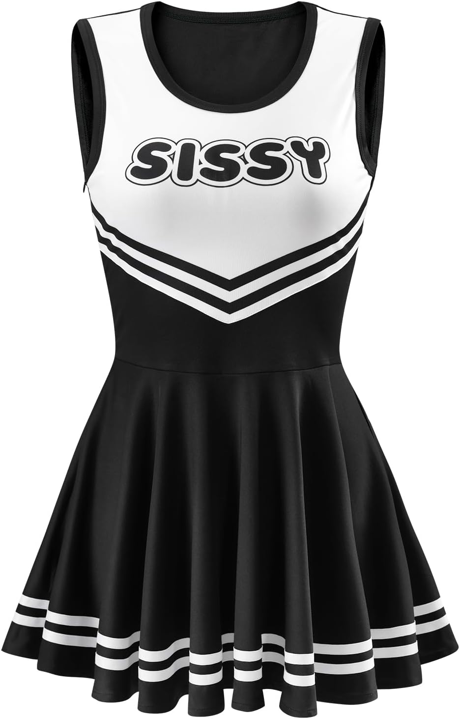 LittleForBig Damen Seidenweichen Ärmellose Overall Cheer Sissy Bodycon Mini Kleid Rock XS Schwarz, X