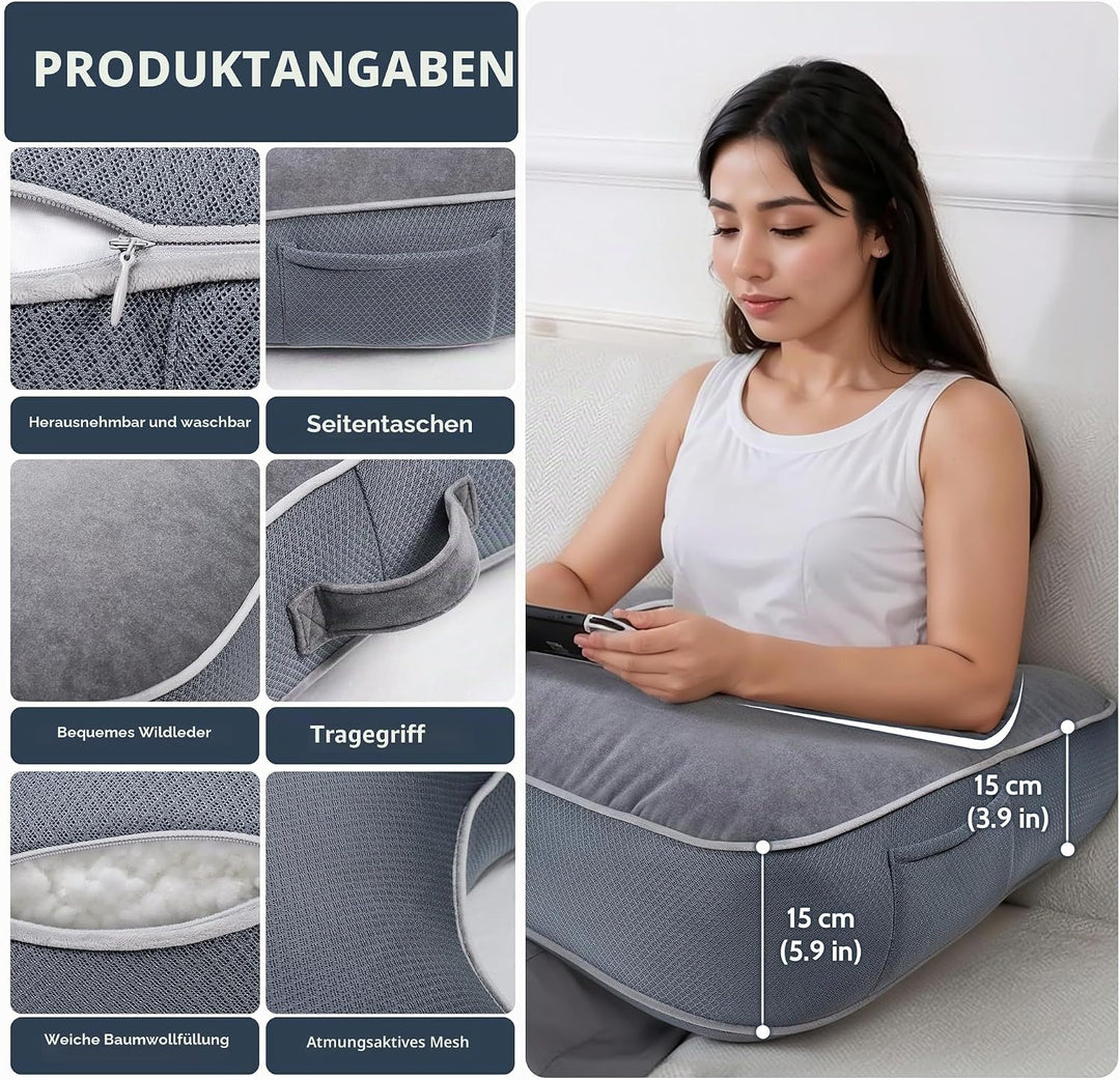 Lesekissen für Gaming, Gaming-Kissen für den Schoss, Häkelkissen zur Unterstützung des Schosses, Arm