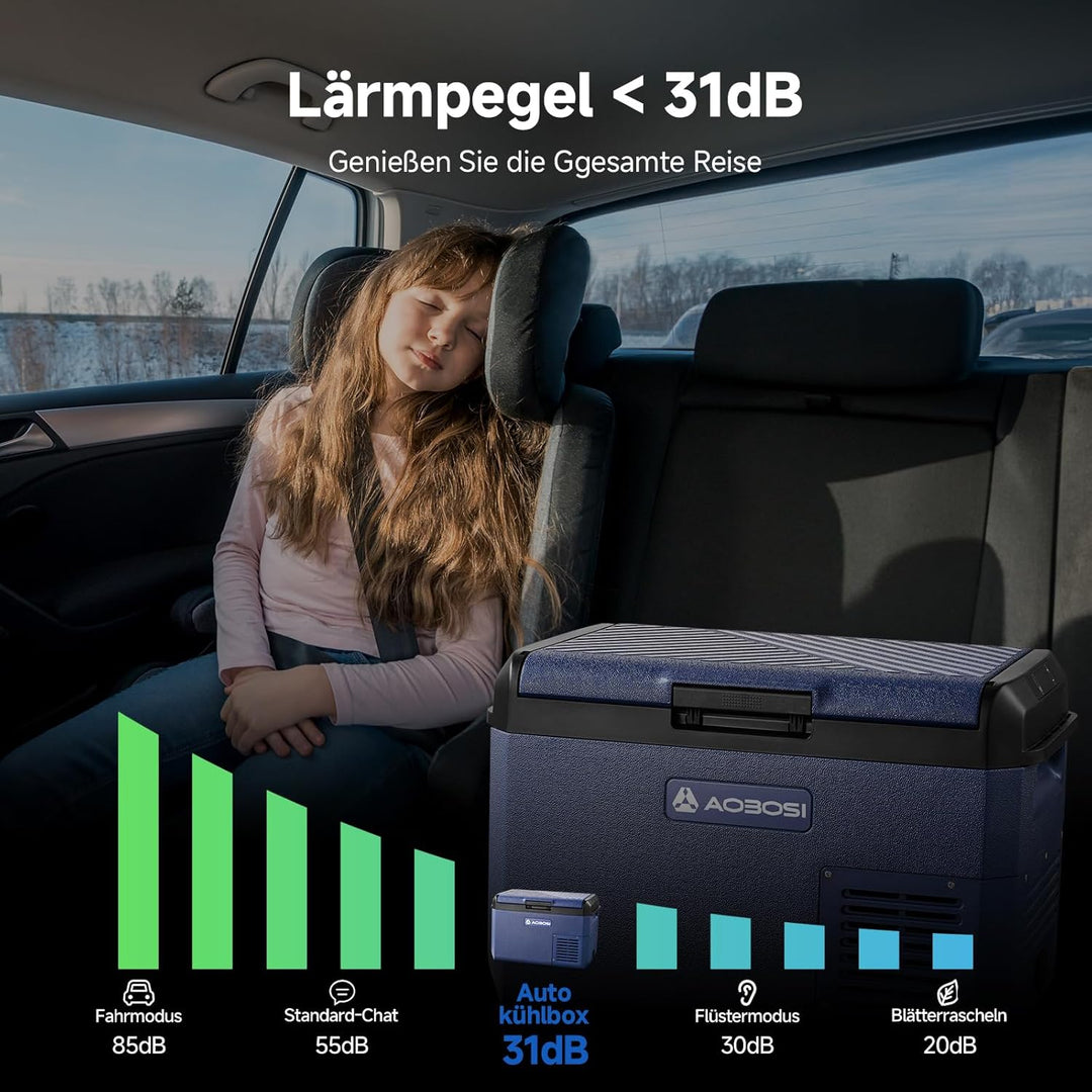 AAOBOSI Kompressor Kühlbox 25L, Tragbare Elektrische Kühlbox 12V/230V, IPX4 Wasserdicht, -20°C bis 2