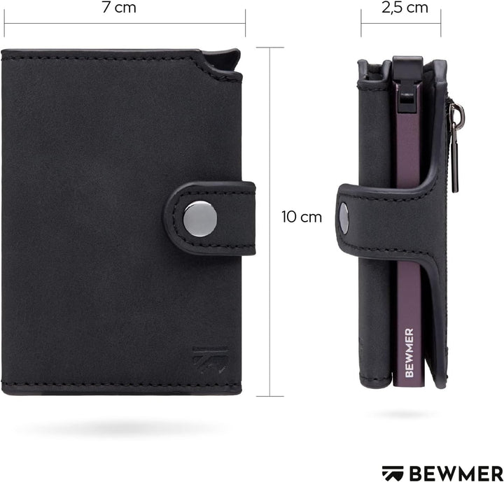 BEWMER 2 Shielded | Herren und Damen Slim Wallet mit RFID-Schutz Anti-Cloning | Kartenetui mit Münzf