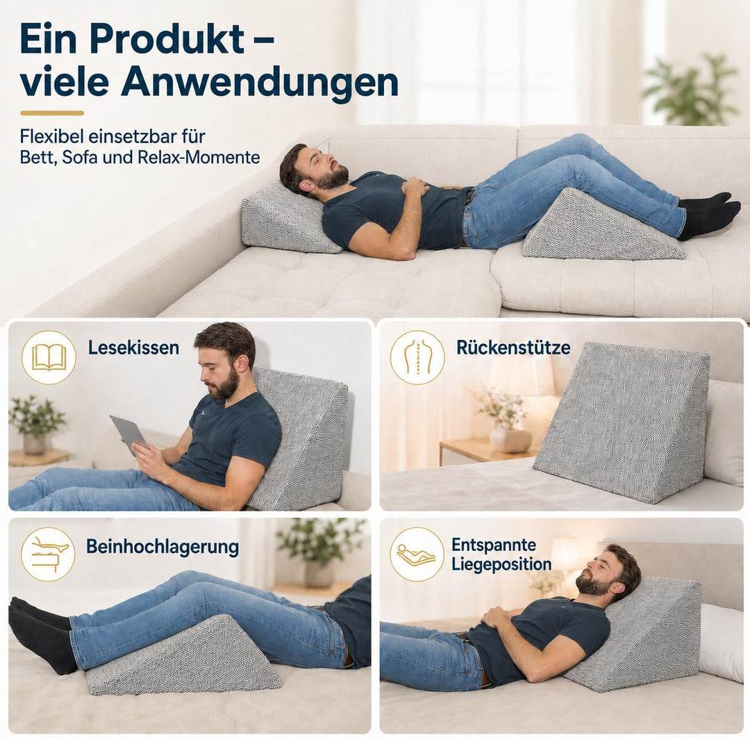 Formalind Der Fantastische XL Keil für Wohn- und Schlafzimmer, Lesekissen, Relaxkissen, Rückenlehne,
