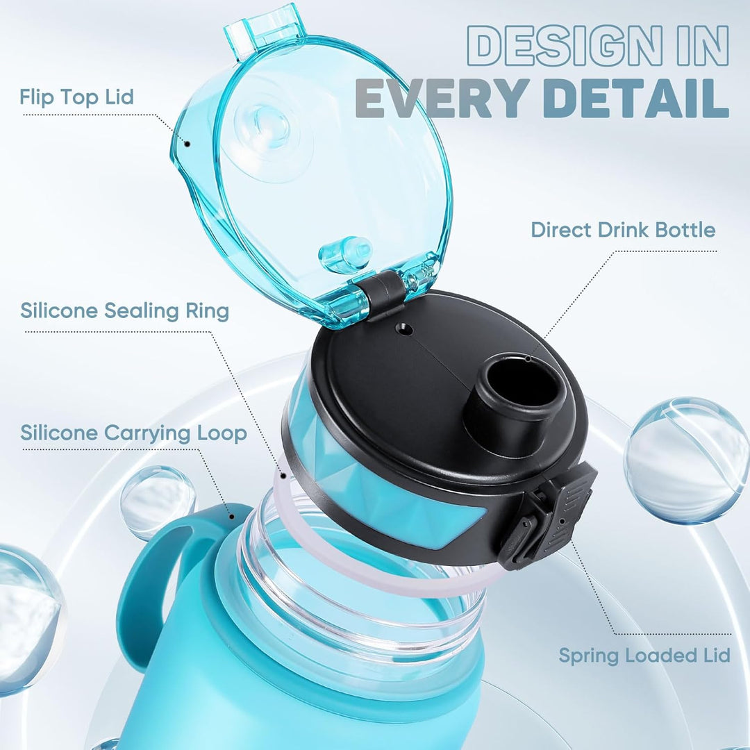 FULDENT Trinkflasche 1L Sport Wasserflasche [Trinkflasche BPA Frei] Trinkflasche mit rutschfest Gumm