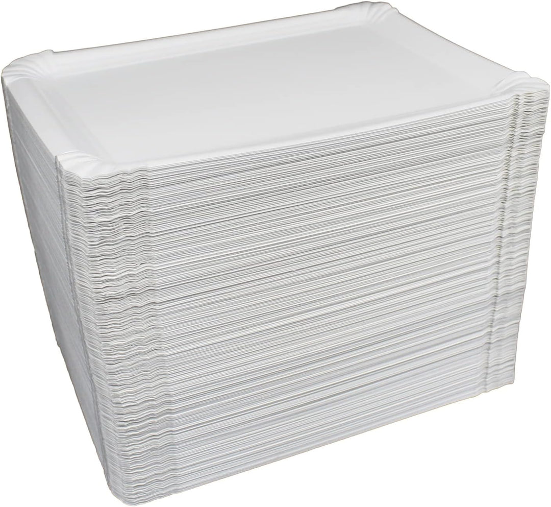 BAMI Pappteller | Einwegteller | eckig, weiss, 18x26 cm | 250 Stück, 18x26 cm
