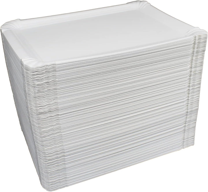 BAMI Pappteller | Einwegteller | eckig, weiss, 18x26 cm | 250 Stück, 18x26 cm