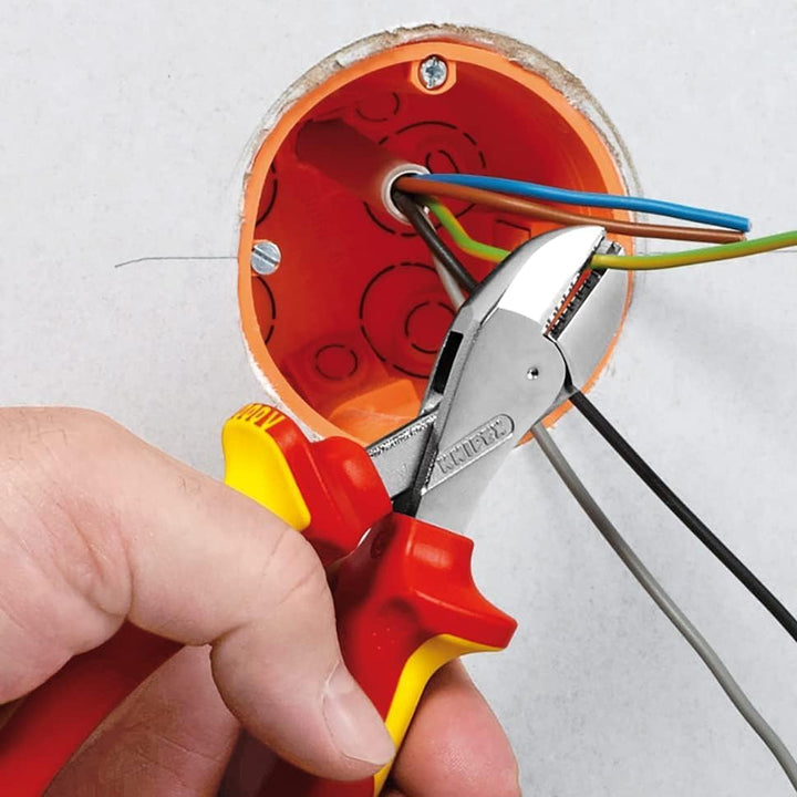 Knipex X-Cut® Kompakt-Seitenschneider hochübersetzt verchromt, isoliert mit Mehrkomponenten-Hüllen,
