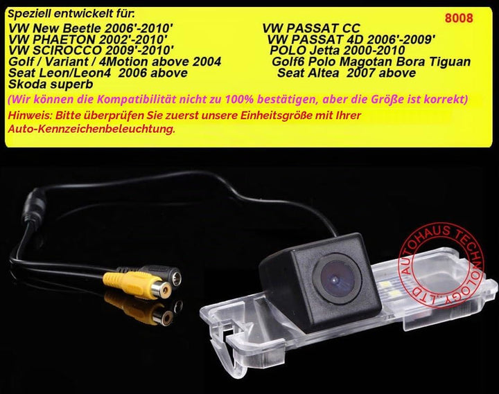 Rückfahrkamera kennzeichenbeleuchtung mit Einparkhilfe Replacement for VW Polo 2C Bora Golf MK4 MK5